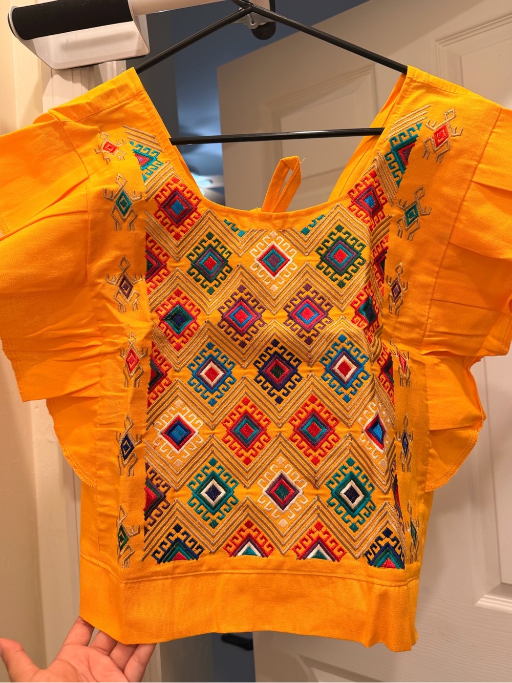 Yellow Embroidered Women's Top